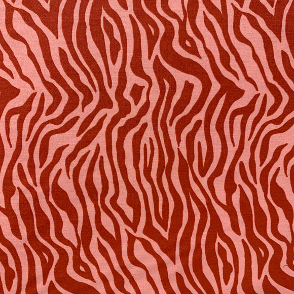 Coated Cotton Orange Zebra print