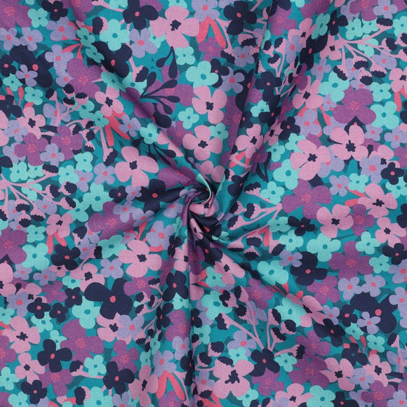 Coated Cotton- purple Floral