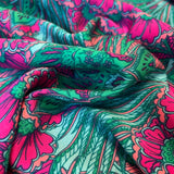 Viscose - Teal Flowers