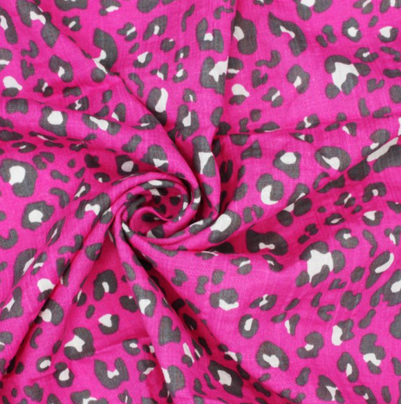 Leopard Print Linen look Viscose Blend