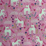 Pink Unicorns Printed Cotton