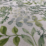 Green & Grey Floral Printed 'Linen' Fabric