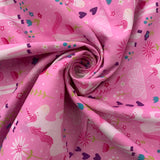 Pink Unicorns Printed Cotton