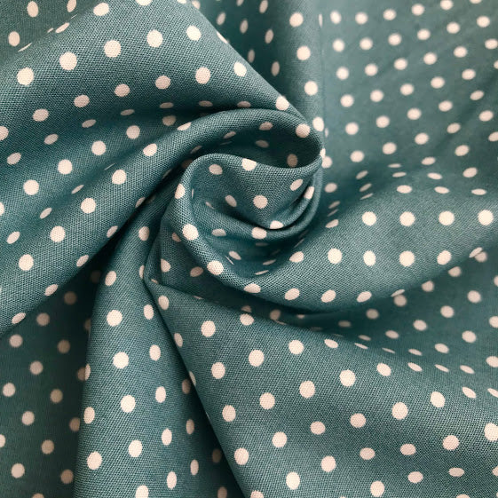 Polka Dot Printed Cotton - Small Teal