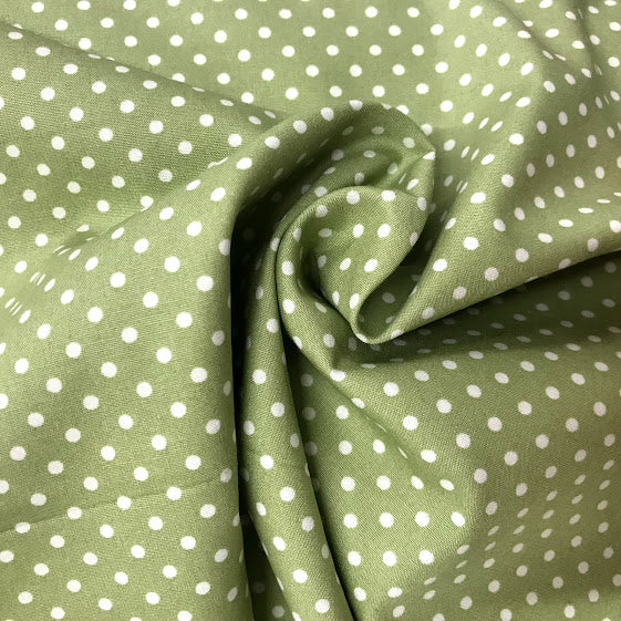 Polka Dot Printed Cotton - Small Meadow Green