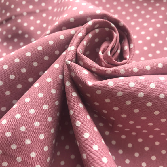 Polka Dot Printed Cotton - Small Vintage Pink