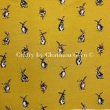 Hares (Ochre) Printed Canvas Fabric