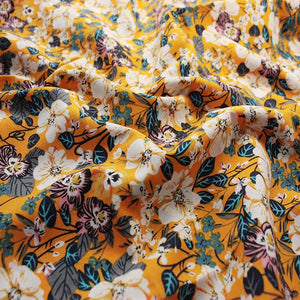 Tropical Floral (Mustard) Printed Cotton Lawn