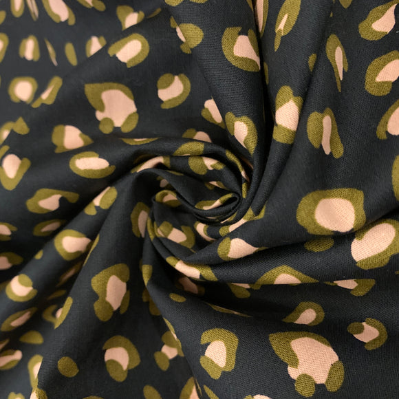 Leopard Print Cotton Poplin- Black
